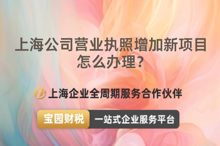 上海公司營業執照增加新項目怎么辦理？