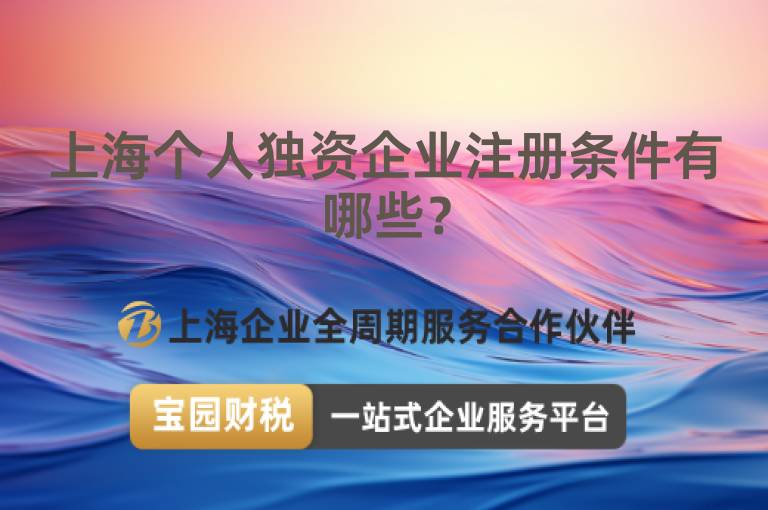 上海個人獨資企業注冊條件有哪些？