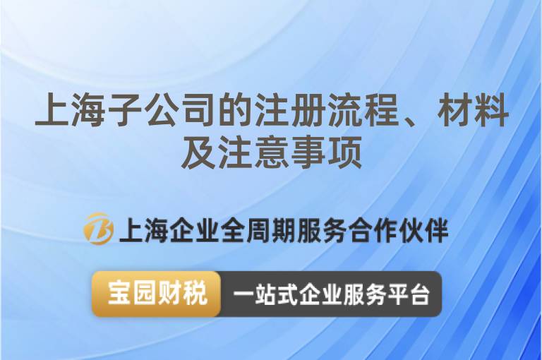 上海子公司的注冊流程、材料及注意事項
