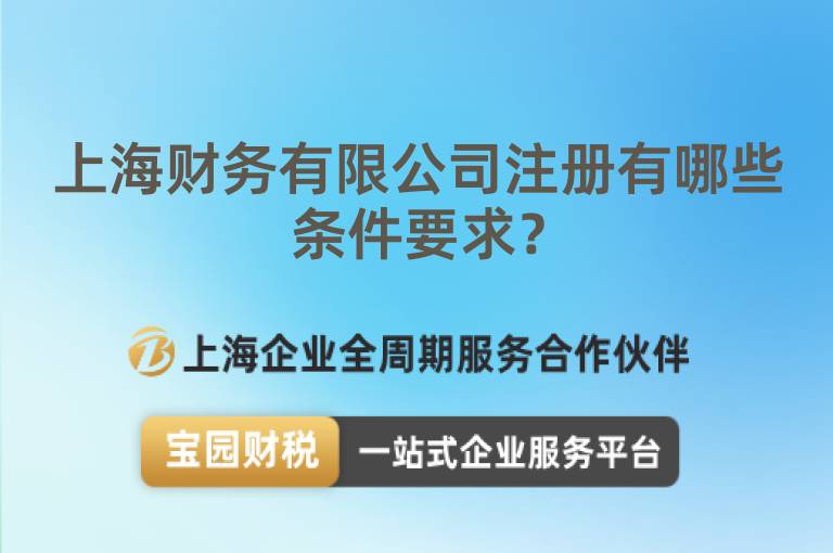 上海財務有限公司注冊有哪些條件要求？