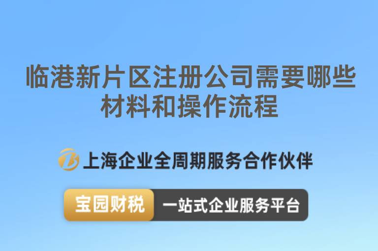 臨港新片區(qū)注冊(cè)公司需要哪些材料和操作流程
