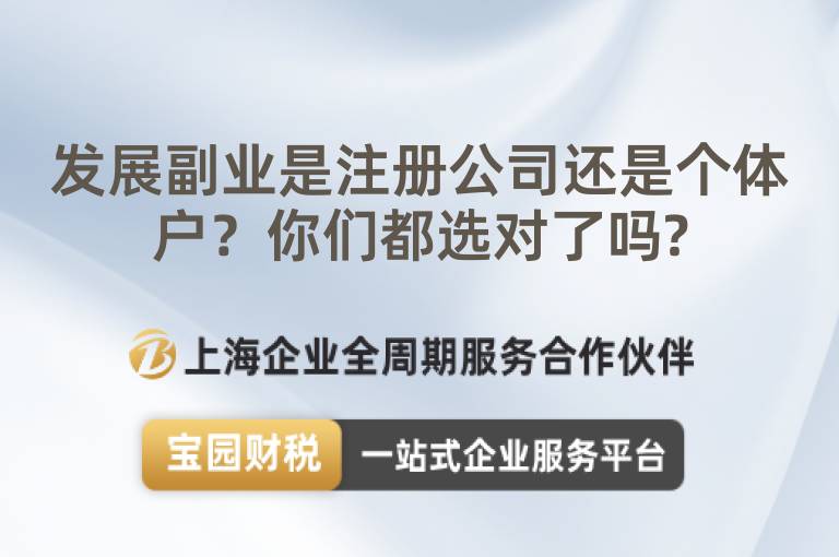 發展副業是注冊公司還是個體戶？你們都選對了嗎?