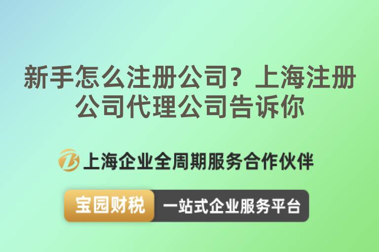 新手怎么注冊公司？上海注冊公司代理公司告訴你