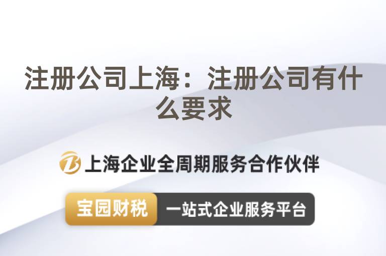 注冊公司上海：注冊公司有什么要求