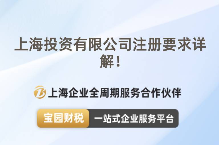 上海投資有限公司注冊要求詳解！