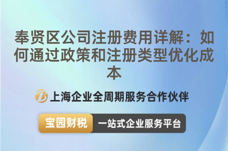 奉賢區(qū)公司注冊費(fèi)用詳解：如何通過政策和注冊類型優(yōu)化成本