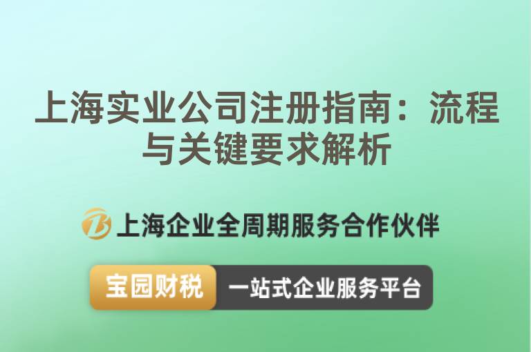 上海實業(yè)公司注冊指南：流程與關(guān)鍵要求解析