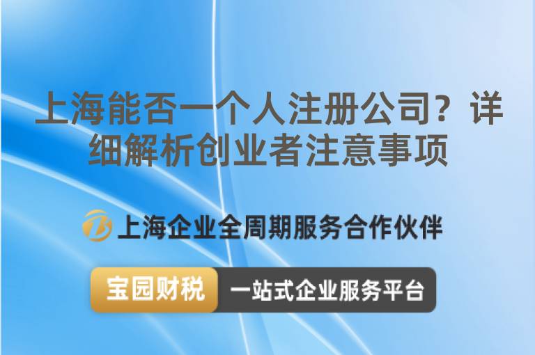 上海能否一個人注冊公司？詳細解析創業者注意事項