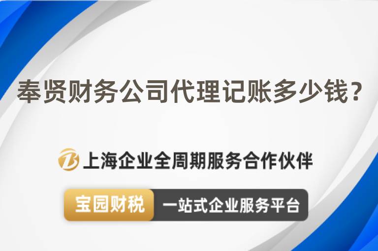 奉賢財務公司代理記賬多少錢？